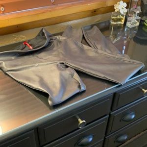 Spanx Faux Leather Gray/Deep Olive Leggings L